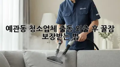 🧹✨ 예관동 청소업체 출동! 외출 후 꿀잠 보장받는 법